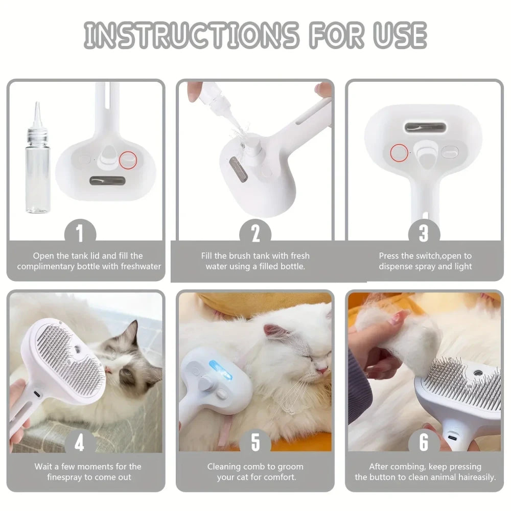 Steaming Pet Grooming Brush