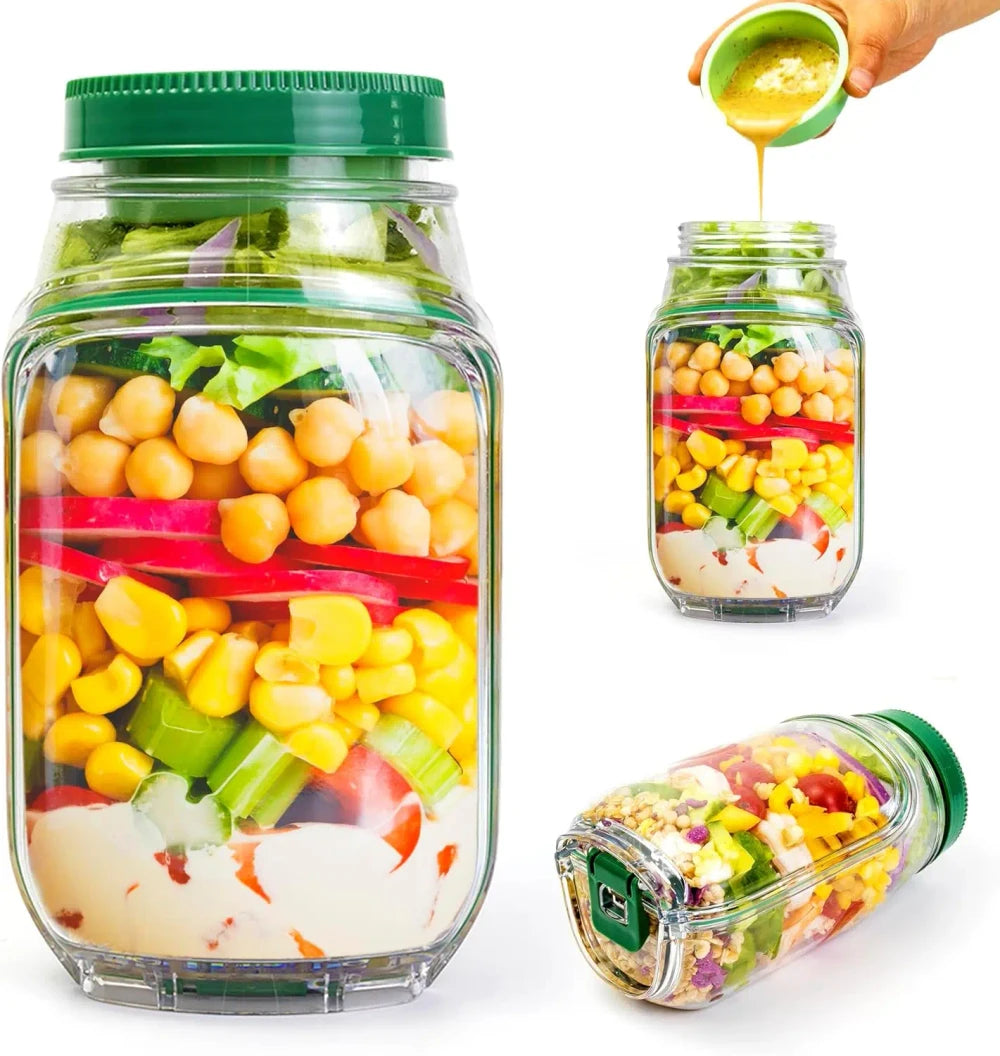 Leakproof Salad Jar Container Duo