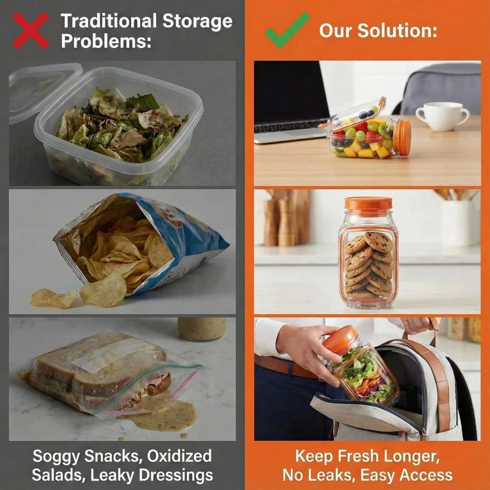 Leakproof Salad Jar Container Duo
