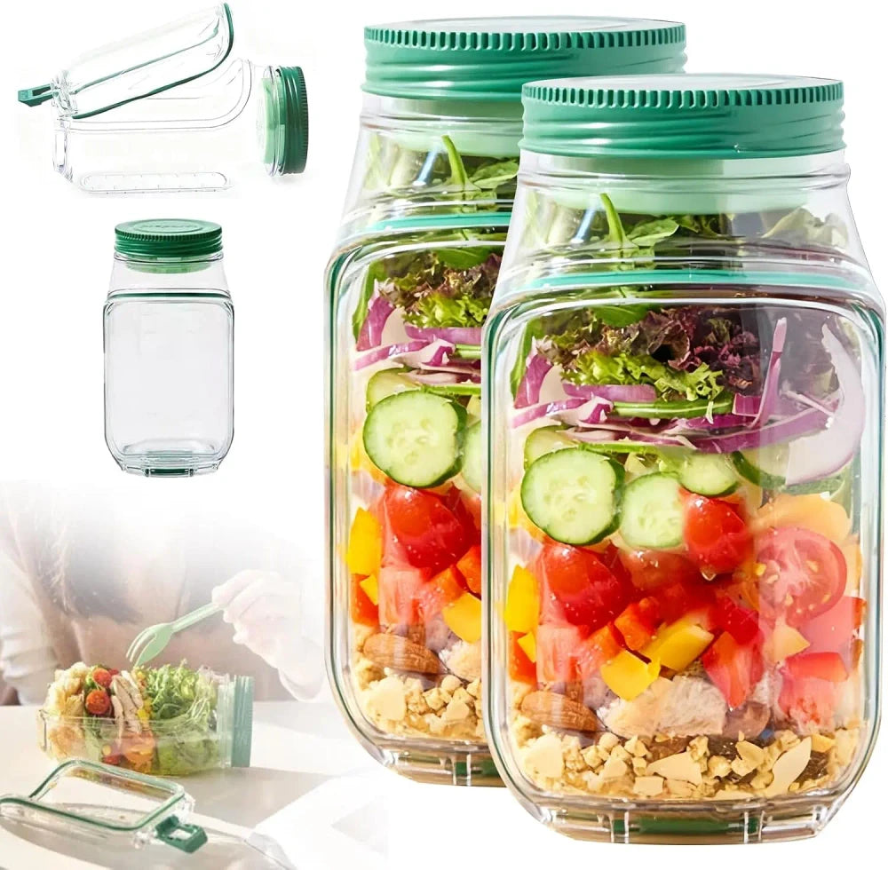 Leakproof Salad Jar Container Duo